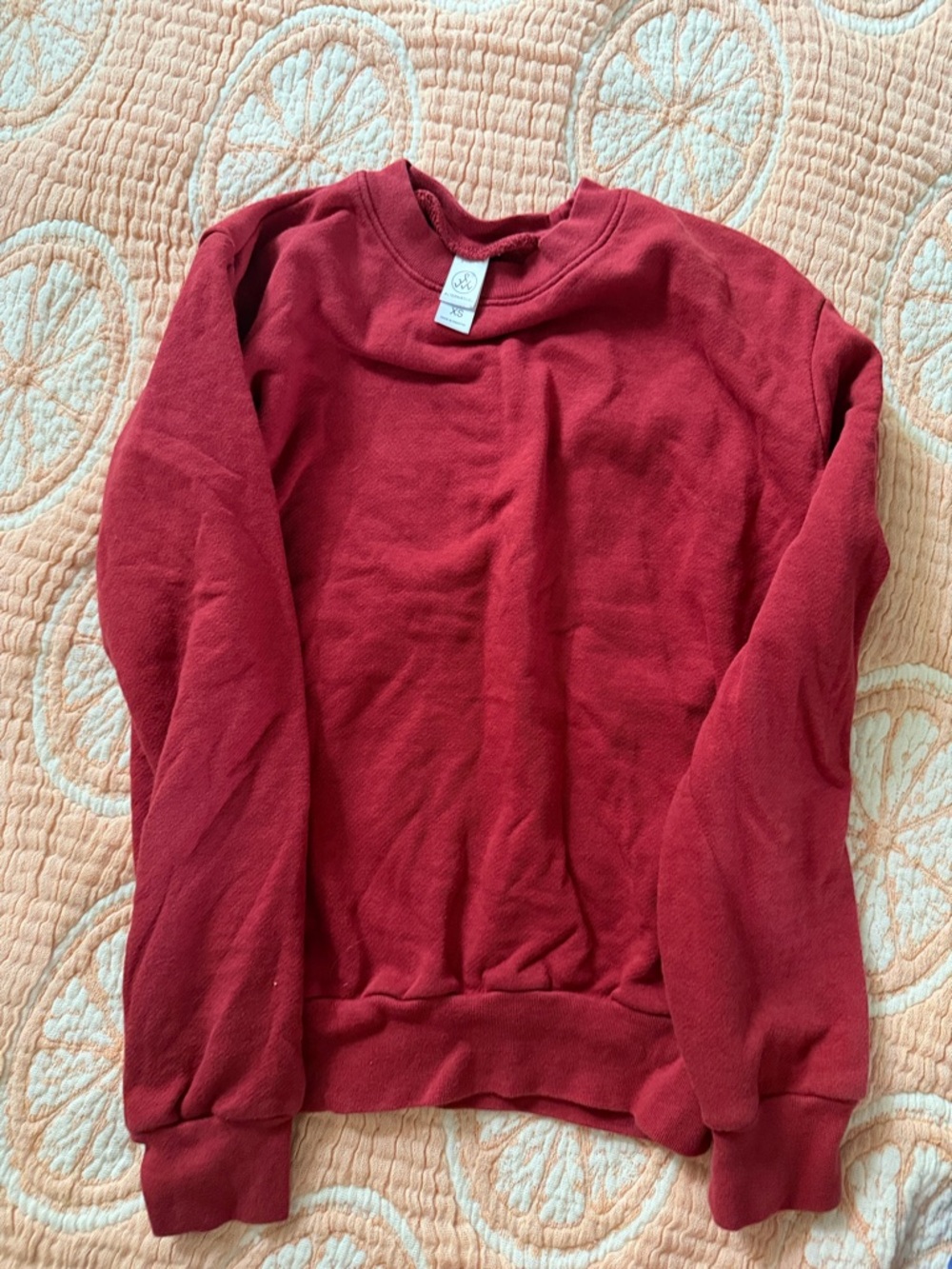 Juniors Crewneck Pullover Sweater in Deep Red
